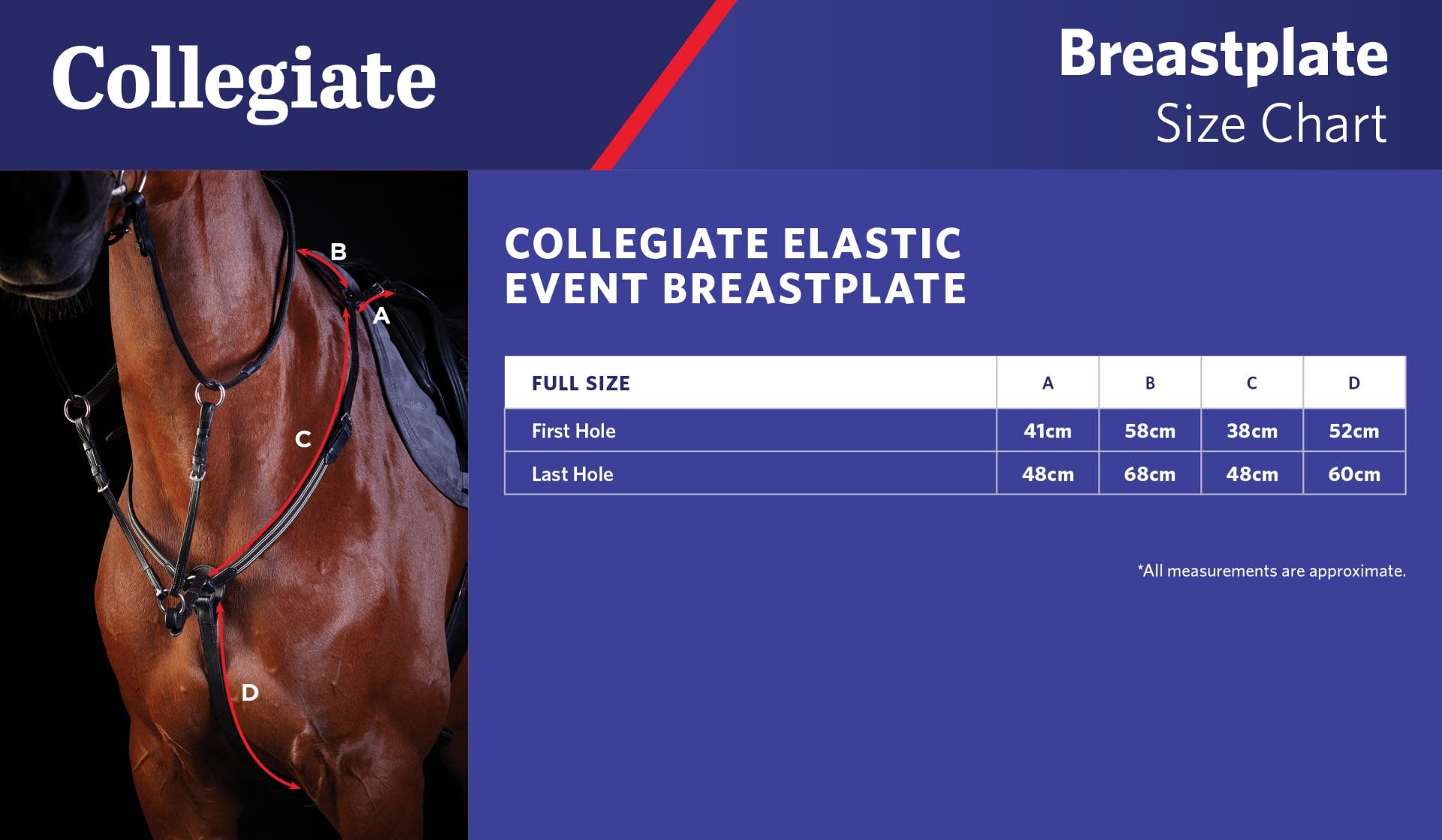 Collegiate Elastic Event Breastplate Size Chart